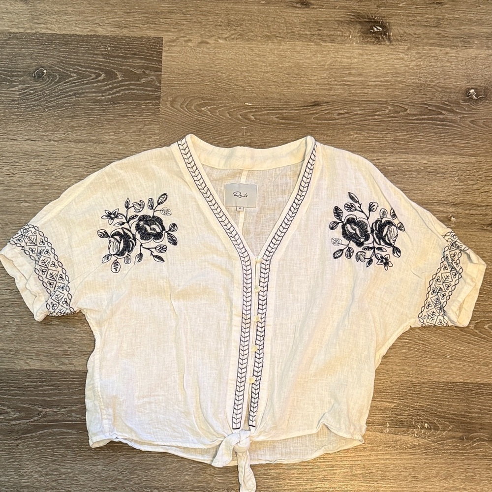 Rails White Blouse with Blue Floral Design